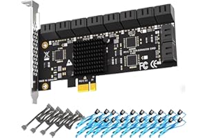 GLOTRENDS SA3120J 20 Ports PCIe SATA Expansion Card, Including SATA Cables and 1:5 SATA Splitter Power Cable, Compatible with Windows,Linux,Mac OS,NAS