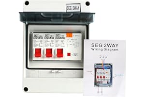 STEEIRO Consumer Unit 2 Way, IP65 Mini Leakage Circuit Breaker RCD 40A 30mA 2MCB 6A+16A, Circuit Breaker Panel, Fuse Box Consumer Unit for Garages Caravans Workshops