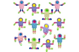 Bambebe 12PCS Fidget Sensory Toys for Kids, Transformable Chain Robot Finger Toy, Stocking Fillers: Party Bag Favor Gifts for Kids Adult, Baby Bath Toys for 1 2 3 4+ Year Old(Random Color)