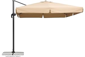 Schneider Sonnenschirm Rhodos, Natur, 300 x 300 cm quadratisch, 782-02, Gestell Alu/Stahl, Bespannung Polyester, 24 kg