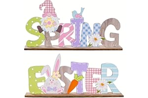 KSVFTB Easter Decoration, Wooden Spring Table Decorations, Spring Decorations Gonk Table Decorations, Indoor and Outdoor Decor Spring Easter Happy Gifts for Kids