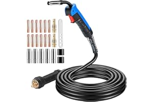BOSYTRO Torche de Soudage MIG/MAG MB15 AK, 5m avec Connecteur Euro et Set de 22 Pièces d'Usure incl. Diffuseur Cuivre & Guides-Courant, 180A pour Soudage CO₂/Argon en Atelier & Industrie