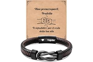 CheersLife Bracciale In Pelle Infinito Nodo - Regalo Inciso Per Uomo, Fidanzato, Marito, Figlio, Papà, Fratello, Nonno - Per San Valentino, Compleanno, Anniversario, Laurea