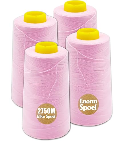 Lot De 4 Bobines Fil à Coudre Overlock - Marron Foncé, 2743 M, Polyester 100%, NE 40/2 - Pour Machine à Coudre Et Surjeteuse