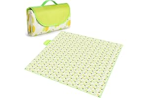 Larkumio Picknickdecke Wasserdicht 200x200, Picnic Blanket Isoliert Groß Picknick Decke Outdoor Waschbar Picnic Mat Stranddecke Sandfrei mit Griff für Camping Wandern Park Strand, Blatt