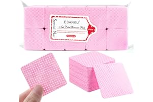 EBANKU 1000 Pezzi Rosa Tampone Salviette in Cotone per Unghie Rimozione Pulizia Pads Unghie Gel Pulizia Cellulosa Pads Nail Art Wipe per Rimuovere Smalto e Gel