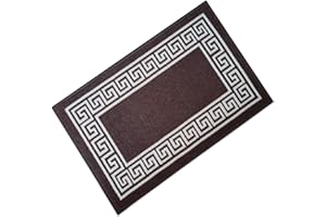 Rugs Shop Door Mats Indoor Non Slip Mat Carpet Runners for Hallways Geometrical Border Low Profile Washable Runner Rug for Kitchen, Front Door Hall Hallways Living Room (40 x 60 cm, Brown Beige)