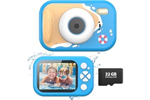 Tosaju Unterwasserkamera 48MP Kinderkamera 10m Wasserdicht Kamera 1080P Video Schnorcheln Fotoapparat mit Blitz Perfekt für Schwimmbad Strand Outdoor Spielzeug Geschenk für Kinder mit 32GB Karte