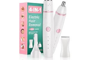 BIRCH Facial Hair Remover for Women,4-in-1 Bikini Trimmer Women,USB C Mini Lady Shavers with 4-Level Battery Indicator (25%, 50%, 75%, 100%) Eyebrow Razor,Nose Trimmer,for Face Nose/Ear Body,Easy to Clean
