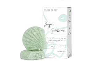 ‎FACES OF FEY Konjac Sponge FACES OF FEY - Konjac Schwamm mit Aloe Vera für trockene Haut für Körper und Gesicht - 100% biologisch abbaubar