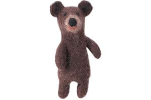 GURU SHOP Handgemachte Fingerpuppe aus Filz - Bär, Wolle, 9x4x3 cm