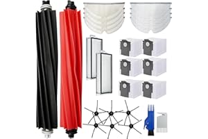 Yeerain Lot de 26 Accessoires de pour Roborock Q8 Max/Q8 Max +/Q5 Pro/Q5 Pro+,2 Brosses Principales,6 Brosses Latérales,2 Filtres HEPA,4 Lingettes,4 Chiffons Jetables,6 Sacs à Poussière,2 Brosses
