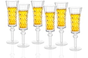 Soopiiso Cordial - Juego de 6 vasos con tallo, 1.5 onzas/45 ml, vasos de jerez, vasos de limoncello para tequila, juego de vasos de chupito con tallo