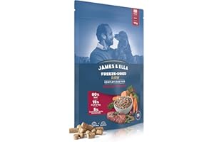 James & Ella Complete Freeze-Dried Raw Dog Food ❘ Grass Fed Beef ❘ Freeze-Dried Dog Food, Packed with Protein, Essential Oils & Minerals for Happy, Healthy Dogs, Lightweight & Gluten Free (100g)