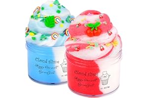 ROWECVCE 2 Pack Cloud Slime Kit, Soft and Non-Sticky, Scented DIY Fluffy Slime Supplies for Girls and Boys, Party Favors, Education Toys, Stress Relief Toy for Kids
