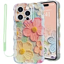 Handyhülle Mit Handgurt Für IPhone 13 | Vintage Ölgemälde Blumen-Design | Soft TPU | Stoßfest | Gelbe Blume/Lila