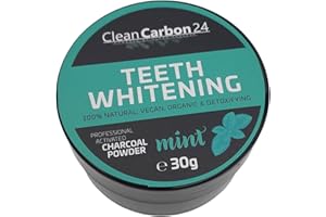 ‎CLEAN CARBON 24 POWERED BY CLEAN PROCESS CleanCarbon24 Zahnpulver vegan & fluoridfrei – Whitening durch Aktivkohle & frische Minze | Bio-Zahnkosmetik für weißere Zähne & ein natürliches Detox-Lächeln
