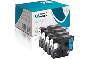 specmark Lot de 4 rubans encreurs compatibles avec DYMO D1 45016 S0720500-12 mm x 7 m - Noir sur bleu - Compatible avec LM Label-Manager LP Label-Point LW Label-Writer DUO