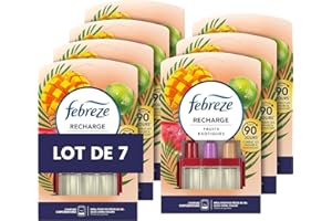 Febreze Désodorisant Électrique, 7 Recharges (20ml avec 3 Parfums en Alternance), Parfum Fruits Exotiques, Combat les Odeurs en Continu, Fraîcheur Jusqu'à 90 Jours