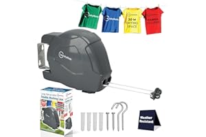 Laundry Mate Retractable Washing line – Duo Reels 2x15M Heavy Duty Extendable Washing Line with Twin Cable - Wall Mounted Washing Line for drying cloths - Indoor & Outdoor Ultimate Drying Solution