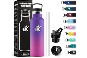 KollyKolla Gourde Isotherme Enfant 500ml, Bouteille d'eau Acier Inoxydable, Étanche et Réutilisable, sans BPA, Gourdes avec Paille, Bouteille d'eau pour Voyage, l'école, Cyclisme, Bureau, Camping