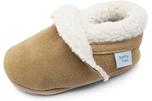 Dotty Fish Pantoufles en Daim Pour Bébé et Enfant, Pieds Nus, Antidérapants, Doublés Polaire, Chaussons d'hiver, Garçons et filles 0-5 Ans