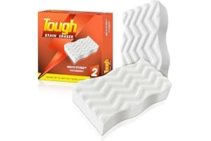 FROSTELLA Tough Stain Eraser Sponges – 2 Pack Magic Cleaning Pads with Wave-Force™ Technology – Extra Durable, Reusable Melamine Foam for Walls, Tiles, Kitchen, Bathroom & Shoes – Chemical-Free Cleaner