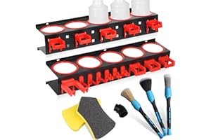 Mlijzard Can Holder Pack of 2 Spray Can Holders, 15 Hooks & 5 Cleaning Brushes, Spray Can Holder for Garage Workshop, Spray Bottles Spray Bottle Holder for Spray Cans Spray Cans Shelf