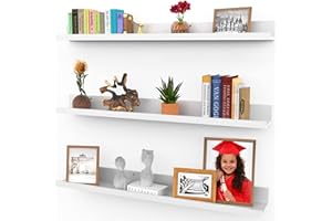 Icona Bay 36 Inch (91 cm) Floating Shelves for Wall, Set of 3 in Powder White, Modern Rustic Style, Wall Mounted Display Shelves, Picture Ledges