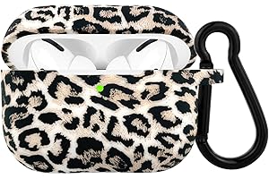 UOWW Hülle Case Kompatibel mit AirPods Pro 2, AirPods Pro, Ästhetisches Leopardenmuster Hülle aus Silikon Kompatibel für Frauen und Mädchen mit Karabiner, Stoßfeste, Léopard Dunkelbraun
