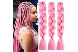 PORSMEER Przedłużenie włosów, 3 sztuki, Jumbo Braid sztuczne włosy 66 cm, 100 g, kanekalon, przedłużenie włosów do warkoczy Crochet Twist, ombre kolor (różowy)