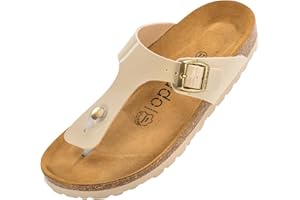 Palado Pantoletten Damen Kos - elegante Zehentrenner Made in Spain - bequeme Sandalen mit Kork-Fußbett - modische Sommerschuhe