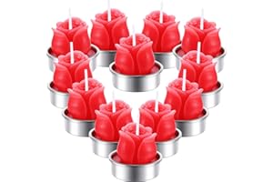 TECUNITE 12 Pieces Rose Tealight Candles Handmade Delicate Rose Flower Candles for Valentine's Day Party Wedding Spa Home Decoration Gifts (Style E)