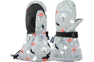 PONCEAU Waterproof Toddler kids ski gloves for boys Fleece lining warm snow mitten gloves