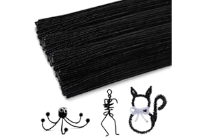 ‎DOXIRU 120 Teiliges Schwarzes Pfeifenreiniger-Set, Pfeifenreiniger zum Basteln, Chenille-Stiele, Pfeifenbastelbedarf für Weihnachten und Halloween, Diy-Blumen