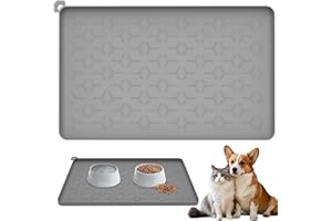 BOZITTH Futtermatte Katzen Futtermatte Hund, Lebensmittelechte Silikon-Futtermatte für Haustiere, Napfunterlage Hund Rutschfestes 100% wasserdichte, Napfunterlage Katzen mit 1.5cm erhöhtem Rand, 48 x 30 cm
