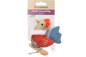 Jouet pour Chat - Flamingo Robla Poulet Multicolore avec Bruit Craquant et Catnip 10,5cm