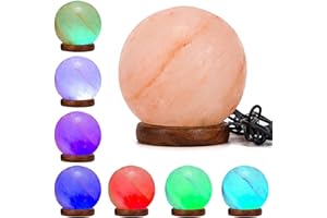 KLASS HOME COLLECTION Klass - Lampada da comodino USB di sale naturale dell'Himalaya, a forma di globo, cristalli curativi di sale di roccia rosa, decorazione domestica, luce notturna