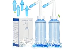 URAQT Neti Pot, 300ml Neti Pot Kit Lavaggio Nasale da 2 Pezzi con Due Beccucci, Lavaggio Nasale Nasali Neti Pot per Sinus Rinse, Risciacqui Nasali, per Bambino e Adulto