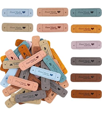 50 pezzi di etichette in pelle PU fatte a mano con etichette d'amore