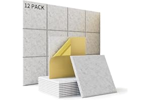 SUZAO 12 Stück Akustikplatten Selbstklebend, Schallabsorber Schallschutz mit Hohe Dichte 230kg/m³, 30x30x1cm Schalldämmung Wand tür Decken, Akustikpaneele Holz für Gaming Deko, Büros, Studios
