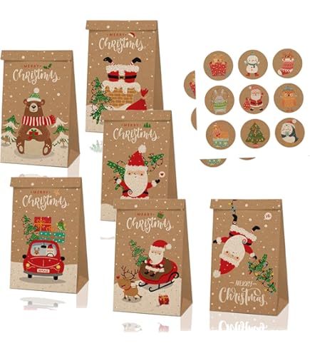 Biglietti Adesivi Natale 60 Biglietti Adesivi Di Buon Natale - Etichette Natalizie Per Regali, Chiudipacco Festivi Biglietti Chiudipacco