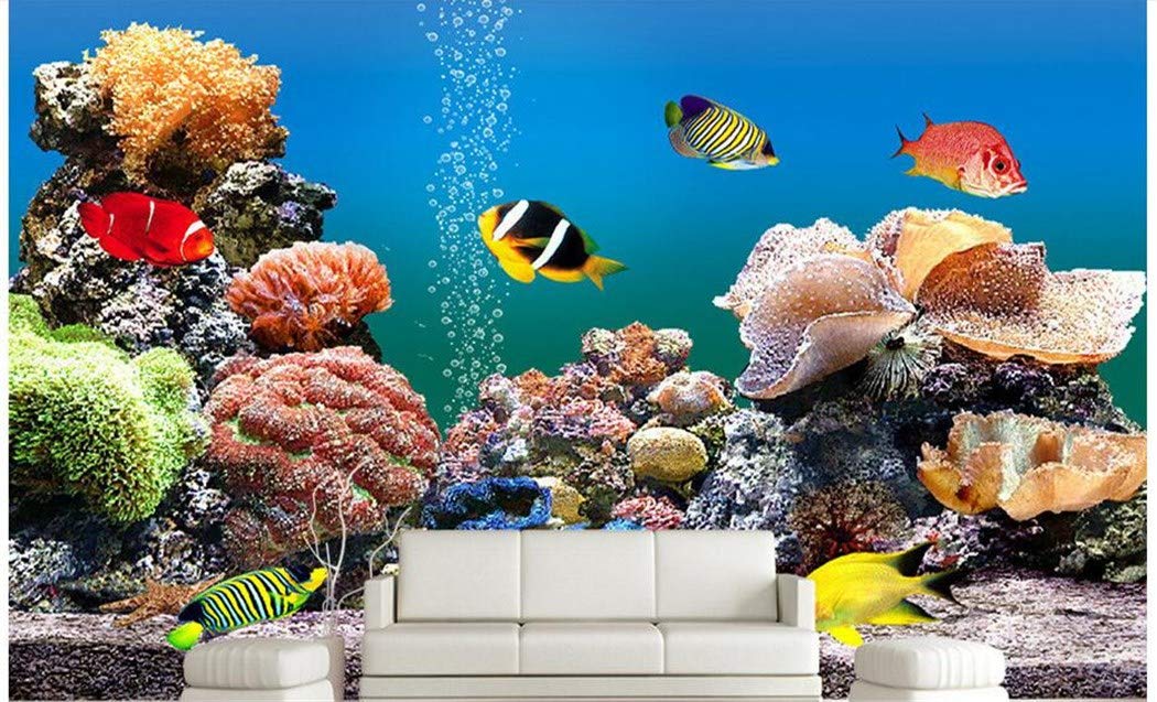 Carta Da Parati 3d Carta Da Parati Personalizzata Foto Murale Adesivo Mare Mondo Pesce Pittura Acquario Corallo 3d Murales Camera Wallpaper Casame