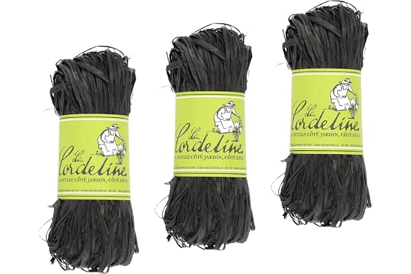 La cordeline - Raphia Naturel Noir – Lot 3x50g – Ficelle Jardinage, Attache Plantes, DIY, Emballage Cadeau, Décoration