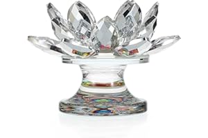 BTSKY 4,5 kryształowy świecznik z kwiatem lotosu - srebrny szklany świecznik świecznik kryształ kwiat lotosu dekoracja