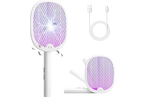 weiclianhp Raquette Électrique Anti-Moustiques 3000V Rechargeable - Tapette Électrique Puissante Pliable 1500mAh avec Chargement USB-C - Contre Moustiques, Mouches et Insectes