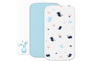 Sweety Fox Cododo prześcieradło (zestaw 2 szt.) + 1 wodoodporny ochraniacz na materac z gumką | Kompatybilny z łóżkiem z materacem Cododo Bebe | dla dziewcząt i chłopców | Wzór oceanu 50x83 cm Ocean