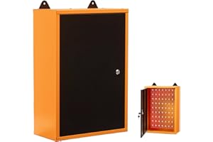 METALL MÖBELL WORKBENCH & TOOLS METALLMOBELL - Armario Metalico de Pared | 60x40x20cm, con Estanterías, Panel Herramientas y Cerradura | Armario Almacenaje, Mueble Almacenaje, Armario Oficina, Armario Herramientas MB01N