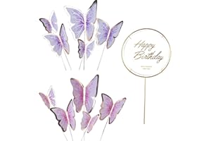 IOPYKKOA 20 Stück Schmetterlinge kuchen deko,dreidimensional schmetterlinge deko Cupcake Topper mädchen geburtstagsfeier dekoration（Milch weiß rosa und milchisch lila）