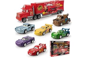 TIVUNORON Transport Car Spielzeugautos, Autotransporter Spielzeug Set mit 6 Mini Car, Cast Spielzeugauto Set Tragbares Rennbahn Truck Spielzeugauto